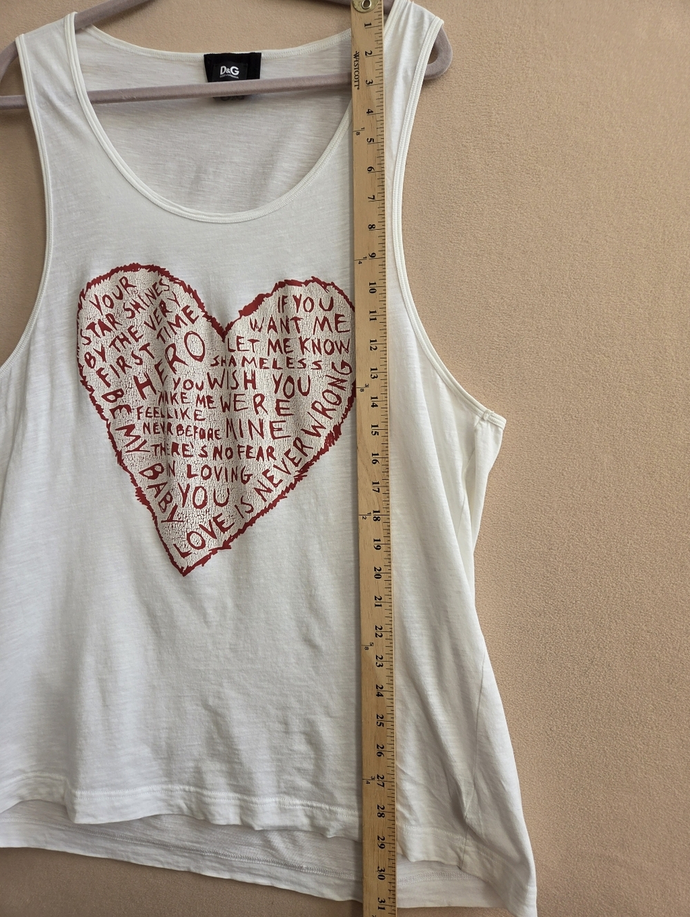 Dolce & Gabbana D&G Heart Graphic Tank Top White Italy Y2K Womens M L 52IT - Picture 10 of 10